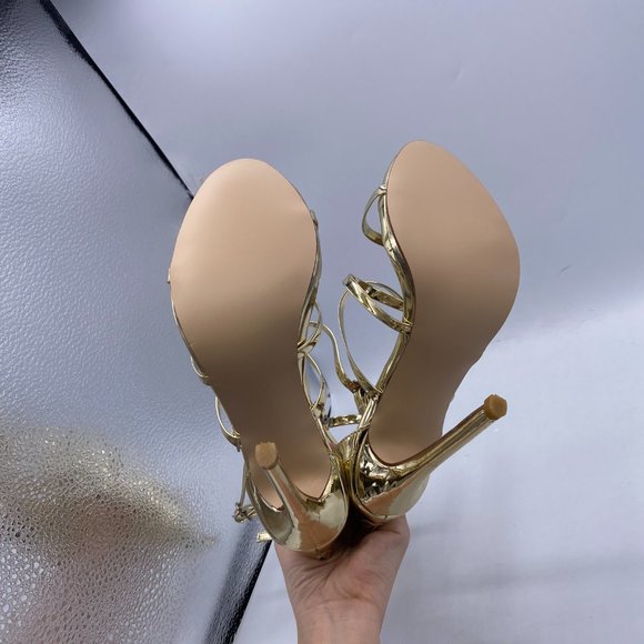 FSJ Gold Strappy Gladiator High Heel Sandals - Picture 8 of 9